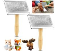 2 Pcs Wool Carder Wood Carding Brushes Hand Carder for Wool Needle Felting Brush Versatile Needle Felting Carding Brush Tool for Craft Felt Project