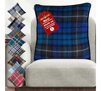 2 Pcs Wool cushion covers 45x45 CM, Heritage tartan sofa cushion cover for winter warm, Blue Check large cushion case, home decor, Travel, Car - Buchanan Navy Highlands Tartan