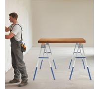 2 Pcs Work Trestle,2 Pack Folding Adjustable Sawhorse for Cutting Work, 1200 kg Load Capacity,Space Saving, for Garage, Workshop, Job Site, Contractors DIY Blue