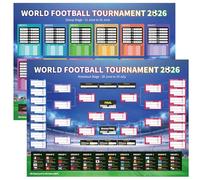 2 Pcs World Cup Wall Chart 2026, A2 Size Football Tournament Poster Includes 48 Teams Group & Knockout Final Results, Portable Match Schedule with Kick Off Times (BST), Stadiums & Host Cities etc.
