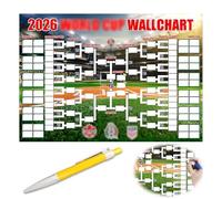 2 Pcs World Cup Wall Chart with Handwritten Pen, 1 Pcs 60x120cm 2026 Wall Chart and 1 Piece Handwritten Pen, World Cup Football Posters 48-Team Tournament, for Track The Game and Record Results