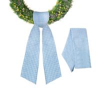 2 Pcs Wreath Sash for Front Door, Blue White Seersucker Sash Wreath Ribbons Blue Buffalo Plaid Garland Accessories Porch Decor for Home Wedding Birthday Decorations