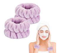 2 Pcs Wrist Towels for Washing Face-Dorbetar, Microfiber Wrist Bands for Washing Face, Spa Wristbands for Washing Face, Fluffy Towel Bands, Arm Bands for Washing Face for Woman Children（Purple）