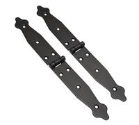 2 Pcs x 150+150 mm Backflap Hinge Black, Steel Back Flap Hinges, Weather Resistant, Rust Proof Powder Coating, Strap Hinges Ideal for Indoor or Outdoor Use On Gates, Sheds, Gazebos, Wardrobes, Chests