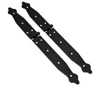 2 Pcs x 150+200 mm Backflap Hinge Black, Steel Back Flap Hinges, Weather Resistant, Rust Proof Powder Coating, Strap Hinges Ideal for Indoor or Outdoor Use On Gates, Sheds, Gazebos, Wardrobes, Chests