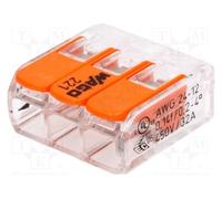 2 pcs x WAGO - 221-413 - Quick splice, 221, spring clamp, 0.2÷4mm2, 450V, 32A, f