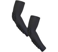 2 Pcs XL Black Elbow Forearm Sleeves, Padded Compression Arm Pads with Honeycomb Padding, Separate Design, High Strength, Anti-Slip, Thickened Protection for Basketball, Badminton, and More