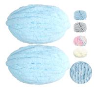 2 pcs Yarn Knitting and Crochet, 500g/20m Ice Strip Thread Yarn, Single Strand Knitting Yarn, Hand Knitting Scarf Hat Doll Yarn, Color Coarse Thread for DIY Blankets, Clothes, Hats, Towels (Blue)