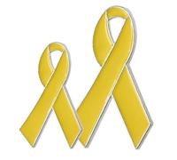 2 Pcs Yellow Ribbon Awareness Pins, Charity Event Badges for Health Promotion and Virus Campaign Buttons, Public Health Advocacy Emblems for Outreach Activities (S)