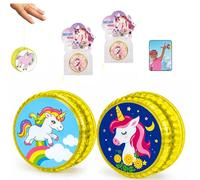 2 PCS Yellow Unicorn Glow Yo-Yo for Kids (5.5cm), Light Up Automatic Return, Yoyo with String, Beginner Friendly High Speed Bearing YoYo, Skill Toy Gift