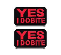 2 Pcs Yes I Do Bite Funny Patch Service Dog Emblem Tactical Embroidered Fastener Hook & Loop Applique Military Flag Patches for Dog Harness,Vest,Bags,Backpacks,Clothes,Jacket,Hats