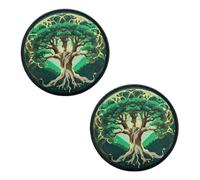 2 Pcs Yggdrasil The Tree of Life Norse EU Rune Patch Embroidered Hook and Loop Trendy DIY Accessories Emblem Patches for Backpack Cap Jacket Vest Bag Pouch Dogs Harness