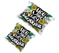 2 PCS You are My Sunshine Sunflower Pocket Cosmetic Bag, Self-Closing Shrapnel Makeup Pouch, Portable No Zipper Mini Travel Make Up Bag for Coin Lipstick Cosmetics Earphones Jewelry Organizer