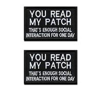 2 Pcs You Read My Patch That's Enough Social Interaction for One Day Hook & Loop Embroidered Funny Patch Tactical Morale Applique Emblem for Clothes Jackets Backpack Uniforms Harness