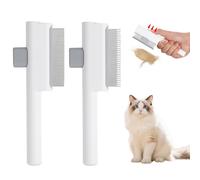 2 Pcs Zen Brush for Cats - flea comb for cats - Pet Comb for Cats - Cat Pet Grooming Brush for Cleaning Shedding Hairs - White