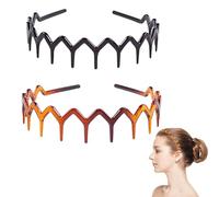 2 Pcs Zig Zag Headband With Plastic Tooth Comb - Adjustable Non-Slip Hair Accessories, Fashion Sharks Design for Women Men Girls