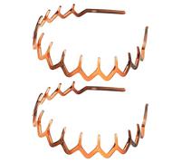 2 Pcs Zig Zag Headband,Zigzag Headband,Women's Adjustable Tooth Headbands,Fashionable Ladies Teeth Headbands,Non-Slip Hair Accessories,Suit Fashion Girl Hairband(Amber)
