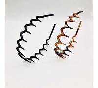 2 Pcs Zigzag Headband with Teeth Tooth Headbands for Women Wavy Hair Comb Headband Zig Zag Plastic Tooth Hair Comb Plastic Headbands for Hairs Accessories (Black Brown)
