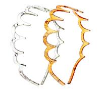 2 Pcs ZigZag Headbands Zig Zag Plastic Sharks Tooth Comb Headband Thin Zigzag Head Bands Plastic Wavy Teeth Hair Hoop Accessory Non Slip Comb Hairbands Accessories (Brown, gray, 14.5 × 13 cm)