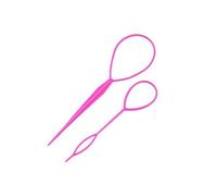 2 Pcsdurable Flexible Plastic Pull Hair Pin Multifunctional Hair Braid Ponytail Maker Styling Tool Rose Red Small&Large Size Accessories