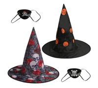 2 PcsHalloween Witches Hats for Women Men Adults, Halloween Witch Hats for Women, Wide Brim Halloween Witches Costumes Accessories for Festival Masquerade Fancy Dress Cosplay Hat Decorations+ 2 Pirate