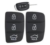 2 Pcsk 3-Button Key Fob Cover Replacement Car Key Cover Rubber Buttons Pads Compatible with Hyundai i40 i20 i30 i10 ix20 ix30 ix35 ix45 ix55 Santa Fe Tucson Elantra Accent Remote Control Pad