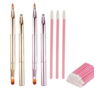 2 PCSRetractable Lip Brush & 100 PCS Disposable Lip Brush Wands Set, Portable Lip Makeup Brush with Cap, Lipstick Applicator for Precision and Blending