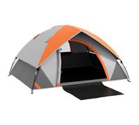 2 Person Camping Tent Grey Orange 110x210x150cm Fabric Shell 3000mm Sewn Floor+