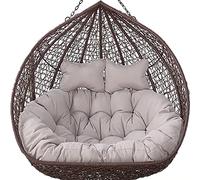 2 Person Egg Chair Cushion Replacement, 2 Seater Hanging Wicker Rattan Chair Cushion Only, 16cm/6.3in Ultra Thick Hanging Swing Chair Cushion with Two Adjustable Pillows Grey