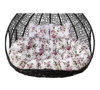 2 Person Egg Chair Cushion Replacement, 2 Seater Hanging Wicker Rattan Chair Cushion Only, 16cm/6.3in Ultra Thick Hanging Swing Chair Cushion with Two Adjustable Pillows Flower B