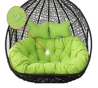 2 Person Egg Chair Cushion Replacement, 2 Seater Hanging Wicker Rattan Chair Cushion Only, 16cm/6.3in Ultra Thick Hanging Swing Chair Cushion with Two Adjustable Pillows Green