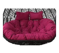 2 Person Egg Chair Cushion Replacement, 2 Seater Hanging Wicker Rattan Chair Cushion Only, 16cm/6.3in Ultra Thick Hanging Swing Chair Cushion with Two Adjustable Pillows Purple