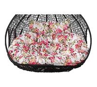 2 Person Egg Chair Cushion Replacement, 2 Seater Hanging Wicker Rattan Chair Cushion Only, 16cm/6.3in Ultra Thick Hanging Swing Chair Cushion with Two Adjustable Pillows Flower D
