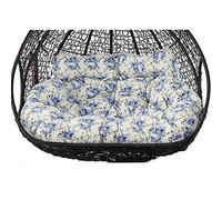2 Person Egg Chair Cushion Replacement, 2 Seater Hanging Wicker Rattan Chair Cushion Only, 16cm/6.3in Ultra Thick Hanging Swing Chair Cushion with Two Adjustable Pillows Flower C