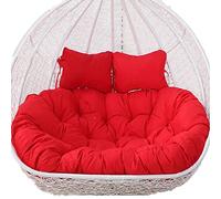 2 Person Egg Chair Cushion Replacement, 2 Seater Hanging Wicker Rattan Chair Cushion Only, 16cm/6.3in Ultra Thick Hanging Swing Chair Cushion with Two Adjustable Pillows Red