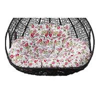 2 Person Egg Chair Cushion Replacement, 2 Seater Hanging Wicker Rattan Chair Cushion Only, 16cm/6.3in Ultra Thick Hanging Swing Chair Cushion with Two Adjustable Pillows Flower E