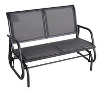 2-Person Glider Bench Patio Double Swing Gliding Chair Loveseat Grey Armrest