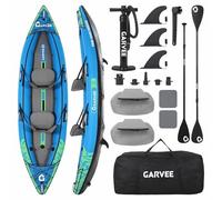 2 Person Inflatable Kayak, Full Drop-Stitch Tandem Kayak with 2 Paddles & Pump, 205kg (450lbs) Capacity High-Pressure Inflatable Canoe for Lakes, Rivers & Coastal Waters, Includes Seats & Bag