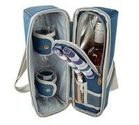 2 Person Insulated Deluxe Wine Cooler Bag with Accessories, Perfect for Picnic, Camping, and Beach (Harbour Blue)