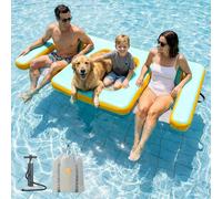2 Person Pool Float for Adults, Inflatable Two People with Dog & Kid Water Float with Breathable Mesh, Heavy-Duty PVC, 600 lb Capacity, Inflatable 2 River Pool Seater Lounger for Adults, Kids & Dogs