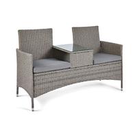 2 Person Rattan Love Seat for Garden VonHaus Grey One Size