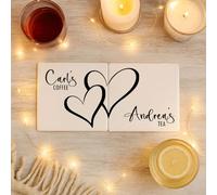 2 Personalised Porcelain Couples Coaster, His Hers Wedding Keepsake Gift, Ideas For Couples, Engagement, Porcelain Coasters