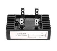 2-Phase Diode Bridge Rectifier, 100A 1600V, High Power with Heatsink, Full Silicon Diodes, Black, 9.8x6x5.3cm, for Power Supply and Industrial Applications