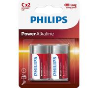 2 Philips Power Alkaline C Batteries 1.5v Blister Lr14 Baby 2bl Exp 2030 New