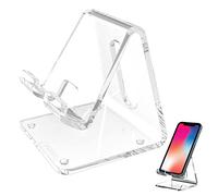2 Phone Holder Acrylic - Portable Clear Phone Holder for Desk | Phone Holder, Dock, Cradle Compatible with 4-10' ' Phone, Smartphone, Desk Accessories, Clear