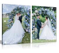 2 Photo Landscape Personalised Diamond Glitter Canvas Print - Sparkly Glittery Dust Finish - Handmade Heavyweight Canvas - Sizes 12x8" to 36x24" - Custom Photo Wall Art & Picture Gifts