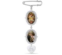 2 Photos Wedding Brooche Accessories Sentimental Gift for Mum Dad Personalised Wedding Memorial Charm Pin with Picture and Text