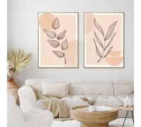 2 Pictures Set-Abstract Aesthetics Leaf Botanical Boho Wall Art Pictures and Posters Nordic Bedroom Kitchen Living Room Decor Prints Canvas Painting-40 * 50cm (Unframed)