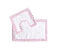 2 Piece 100% Cotton Bath Mat and Pedestal Set in White and Light Pink