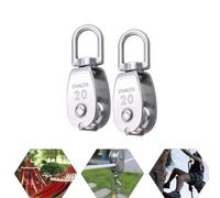 2 Piece 20 mm Single Pulley Block,Heavy Duty Pulley Roller in 304 Stainless Steel，360° Swivel Pulley Wheel Washing Clothes Line Pulley Loading 75KG/165lb for Indoor Outdoor